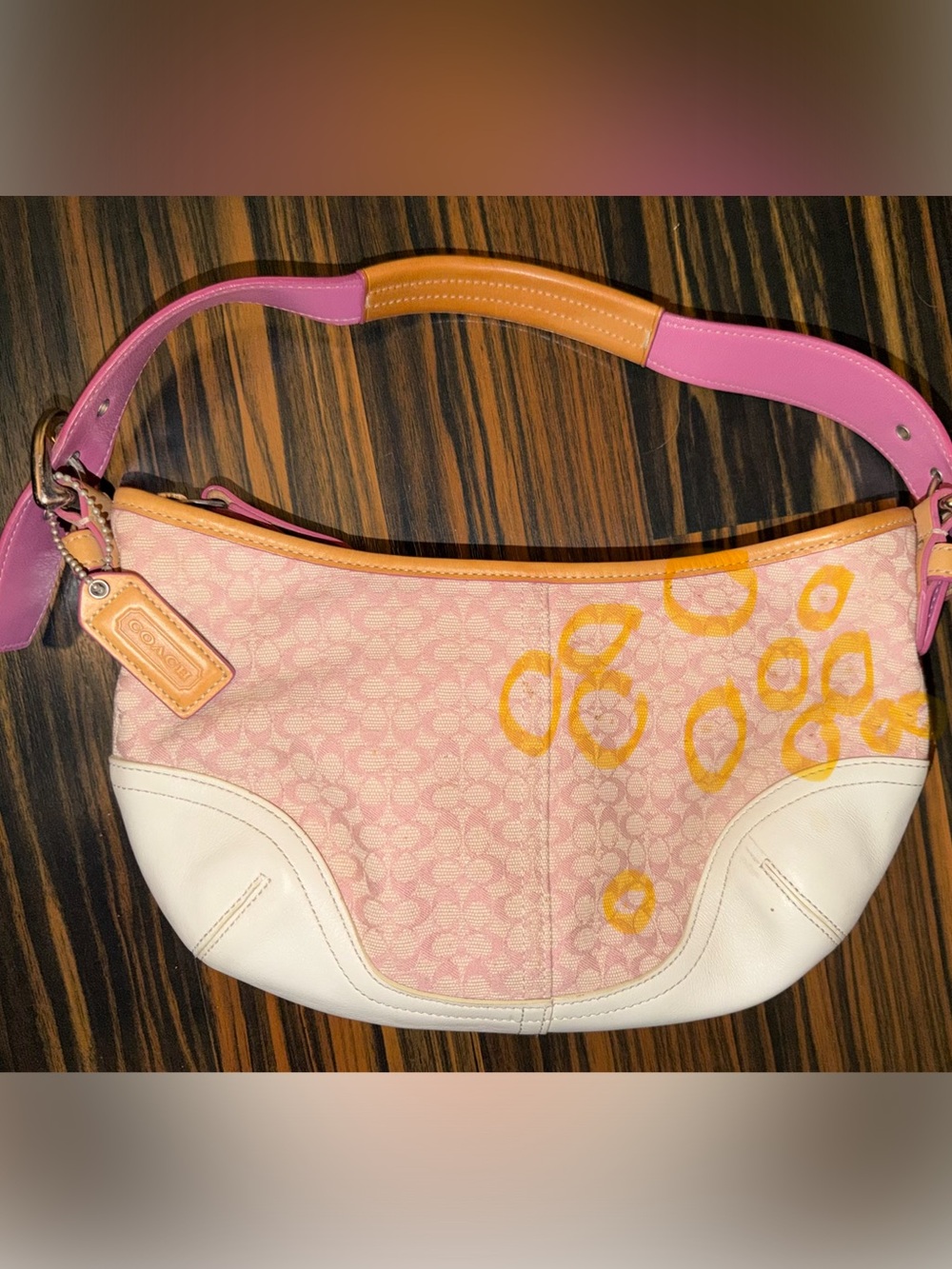 Vintage Y2K Coach 6351 Soho Mini Signature Hobo Bag – Pink/White Jacquard - Picture 7 of 16